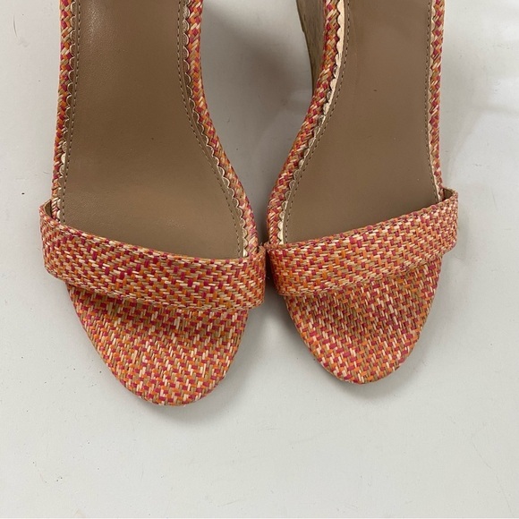 Lauren Conrad Pink Tweed Open Toe Cork Wedge Sandals Barbie - Picture 2 of 6